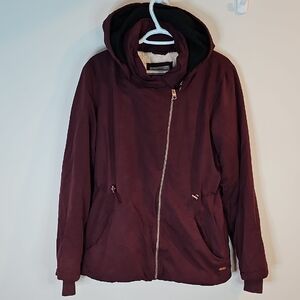 Bench Burgundy Large Zip Up Hooded Coat